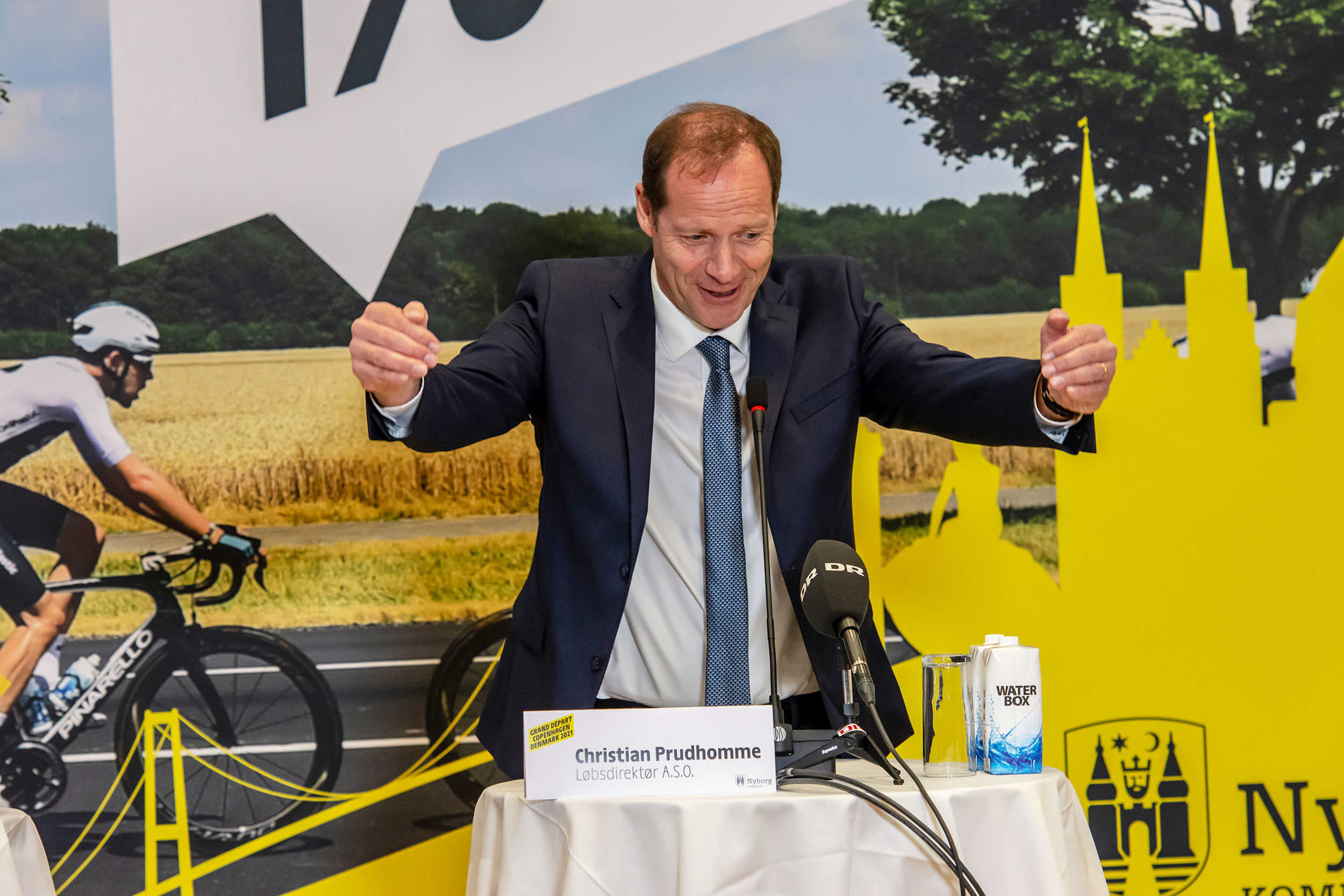En begejstret Christian Prudhomme på pressemøde 21/2 2019 i Nyborg