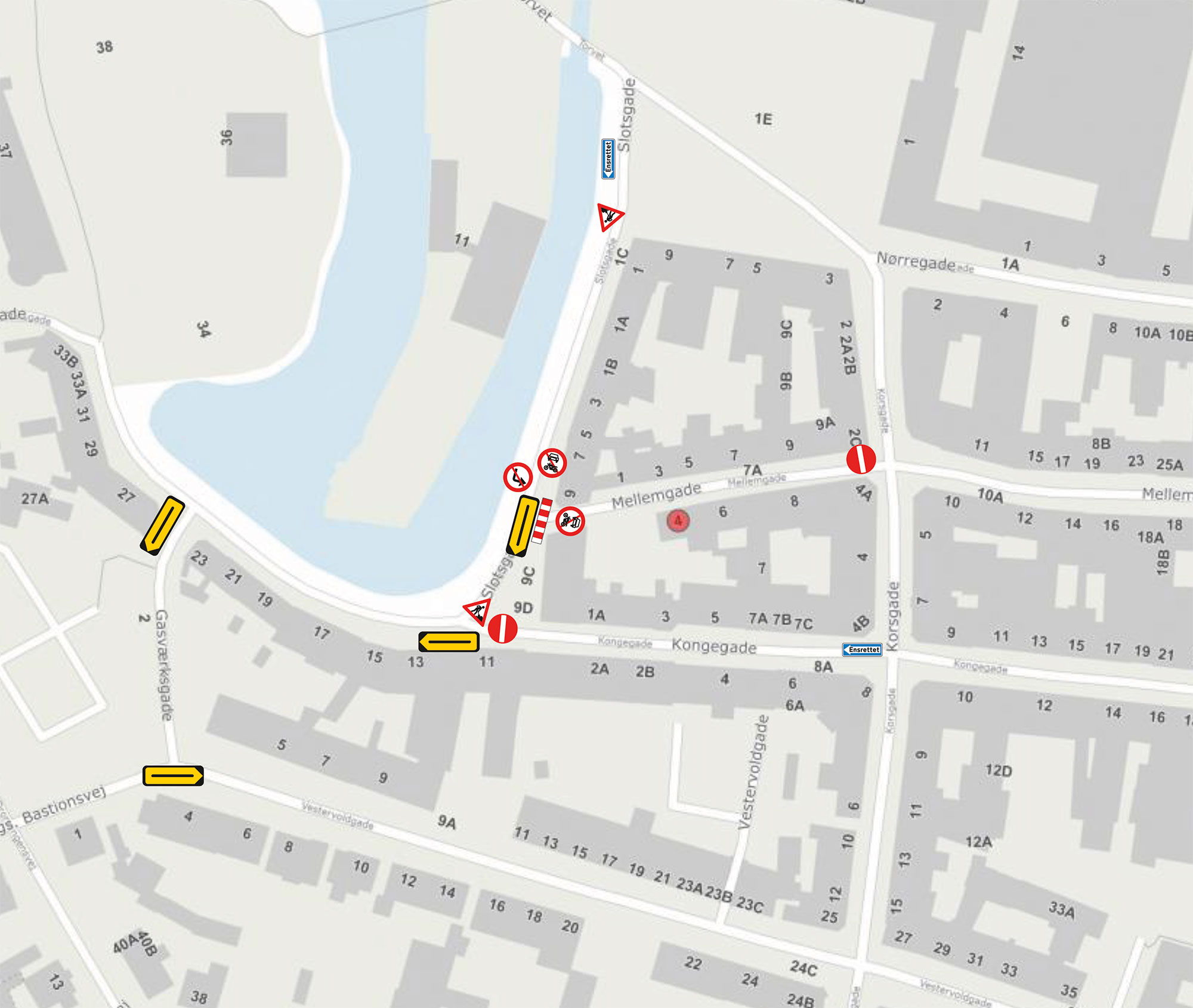 Afspærringsplan Mellemgade // Foto: Nyborg Kommune