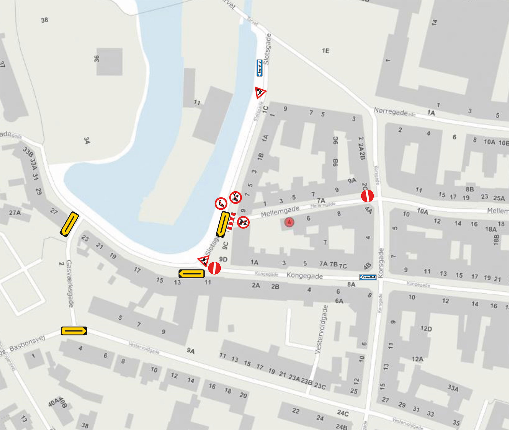 Afspærringsplan Mellemgade // Foto: Nyborg Kommune
