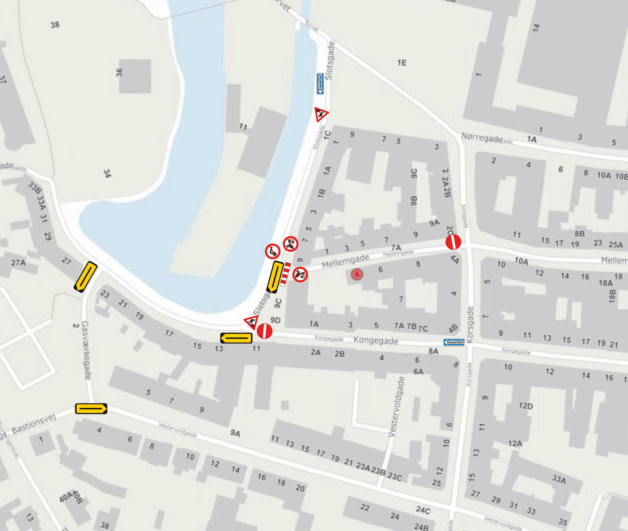 Afspærringsplan Mellemgade // Foto: Nyborg Kommune
