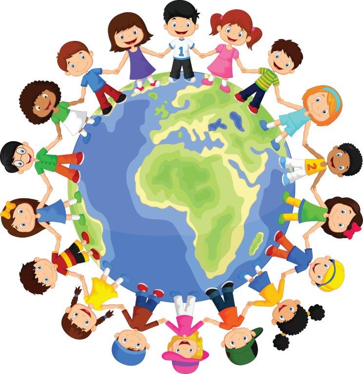 Tegning af børn med forskellige nationaliteter