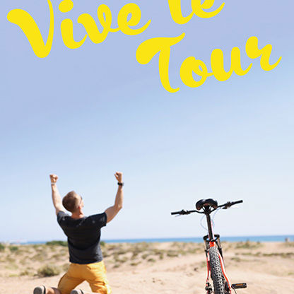 Plakat med en mand og en cykel og ordlyden 'Vive le Tour' // Foto: Nyborg Kommune