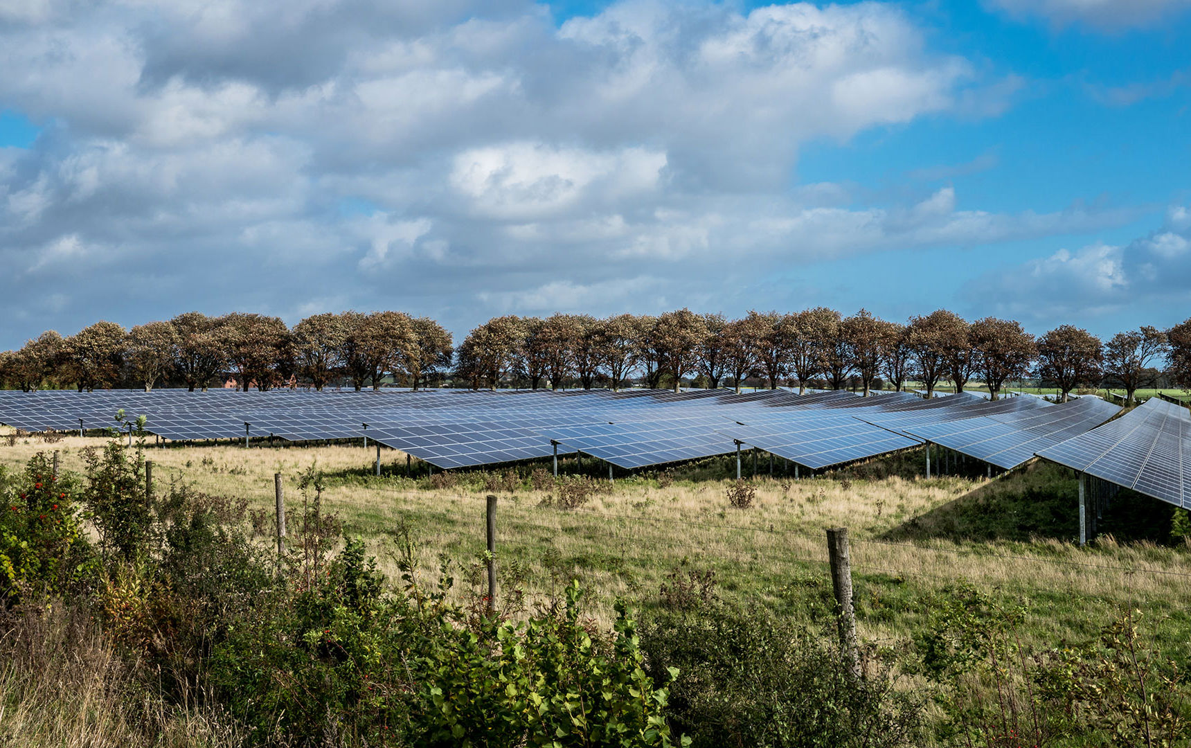 Solceller på en mark
