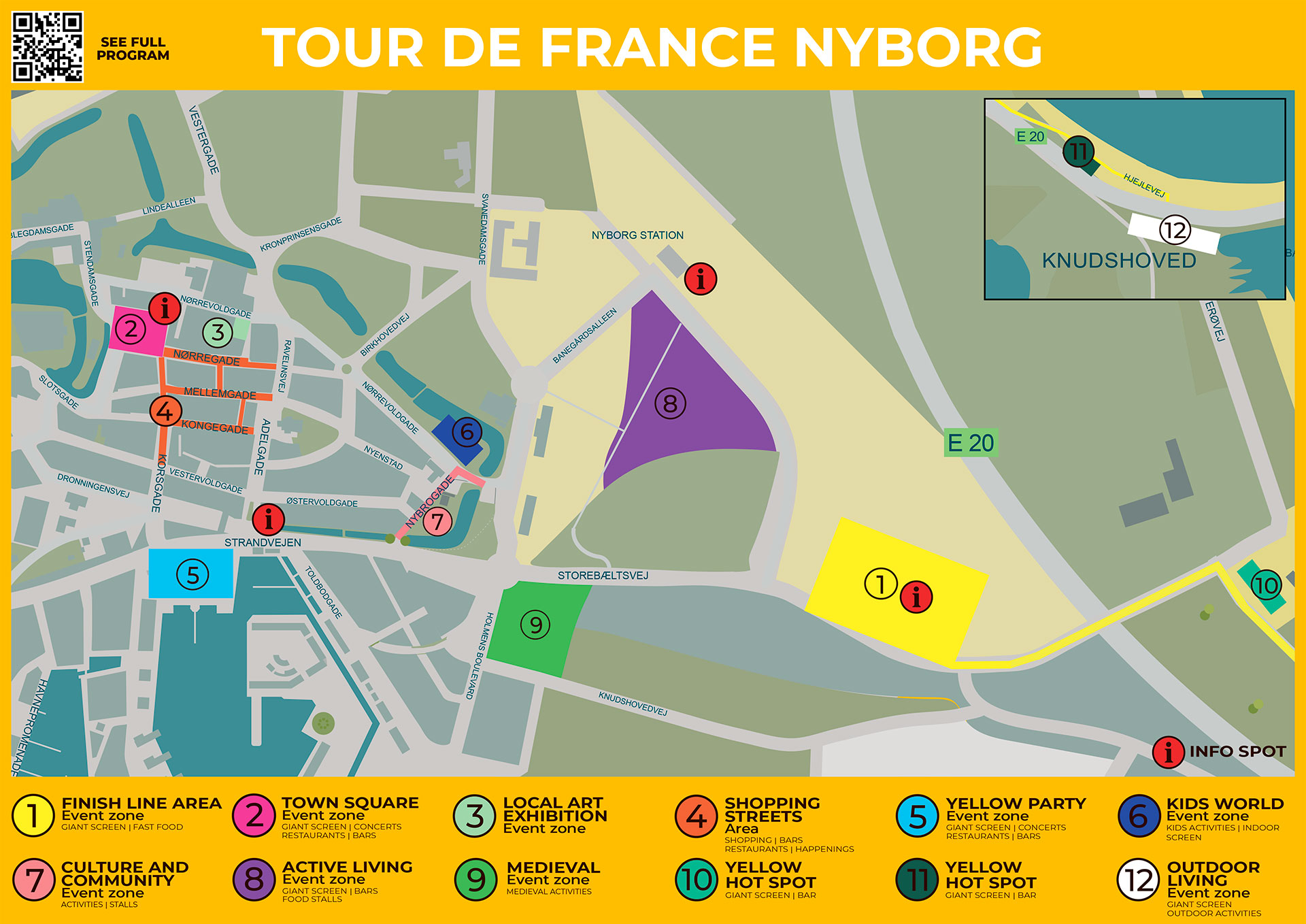 Kort over eventzone og storskærme // Foto: Nyborg Kommune