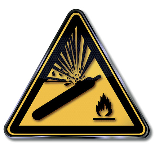 Skilt der viser fare for eksplosion