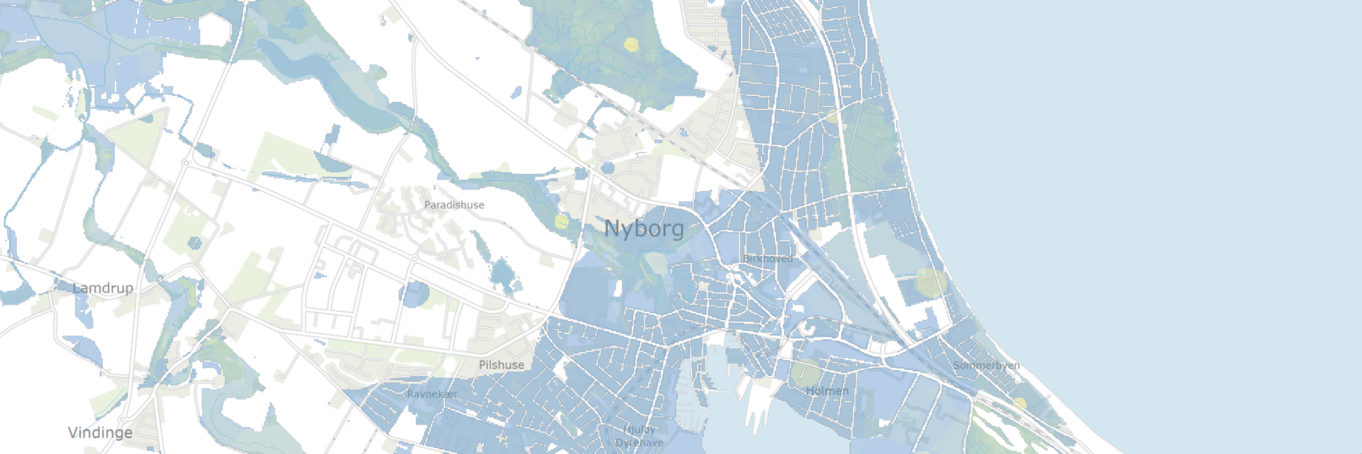 Kort over prioriterede biodiversitetsområder i Nyborg