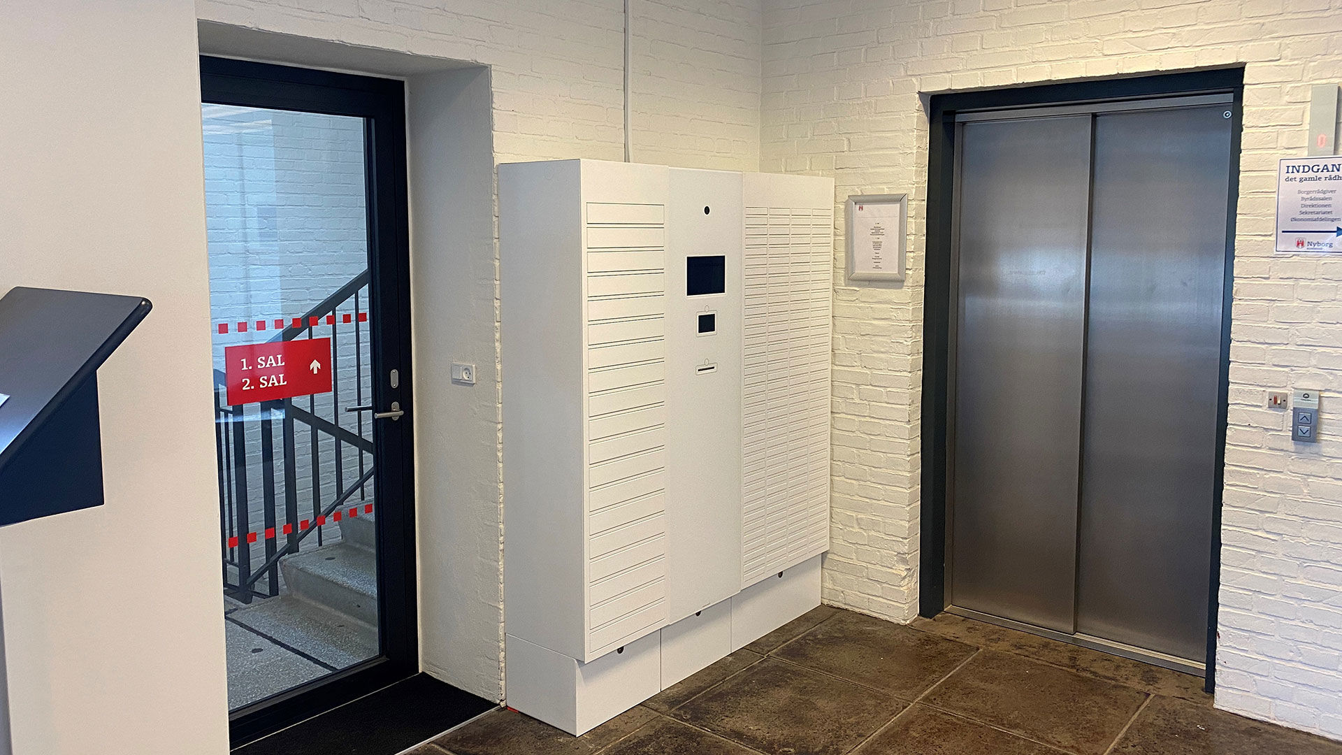 Dokumentboks der står på Rådhuset i Nyborg