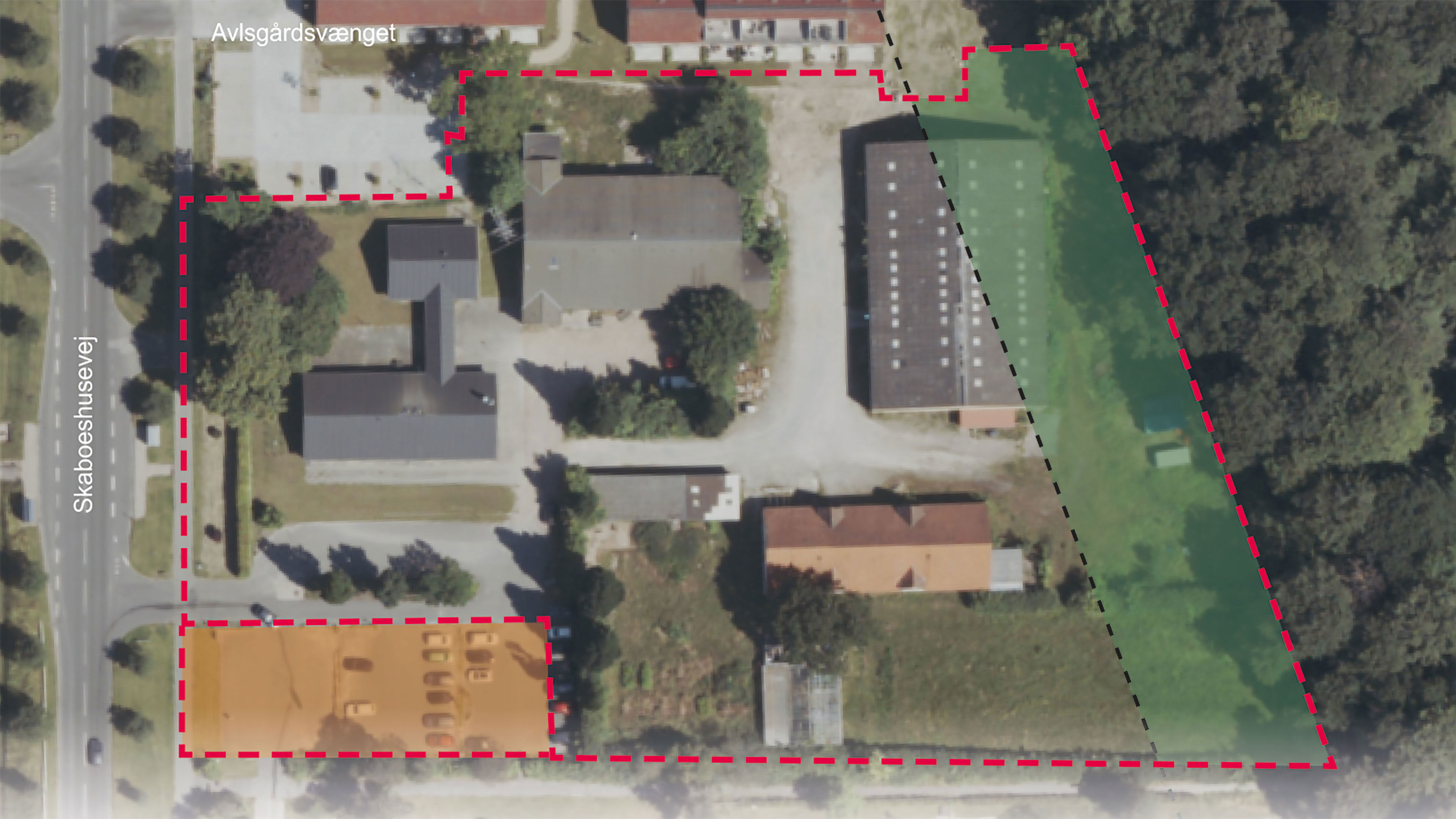 Luftfoto over område ved Skaboeshusevej 102-104