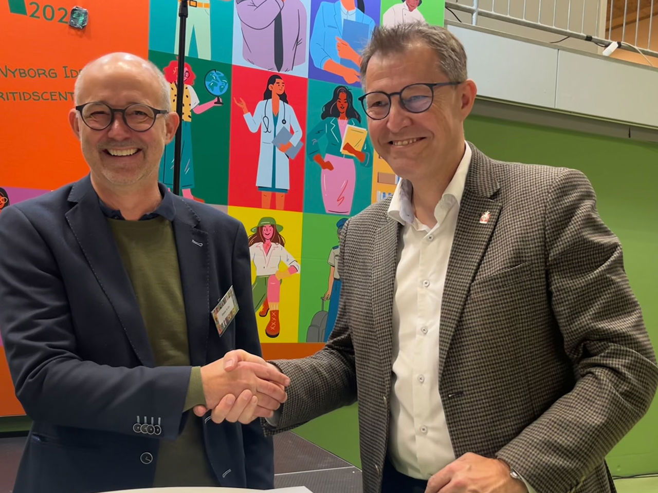 Borgmester Kenneth Muhs og DI Fyns næstformand, direktør Steen Johansen // Foto: Nyborg Kommune