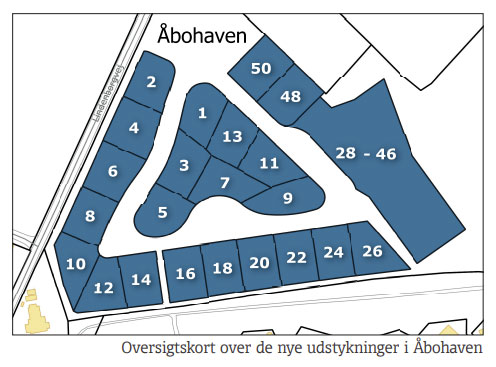 Oversigt over udstykninger i Åbohaven // Foto: Nyborg Kommune