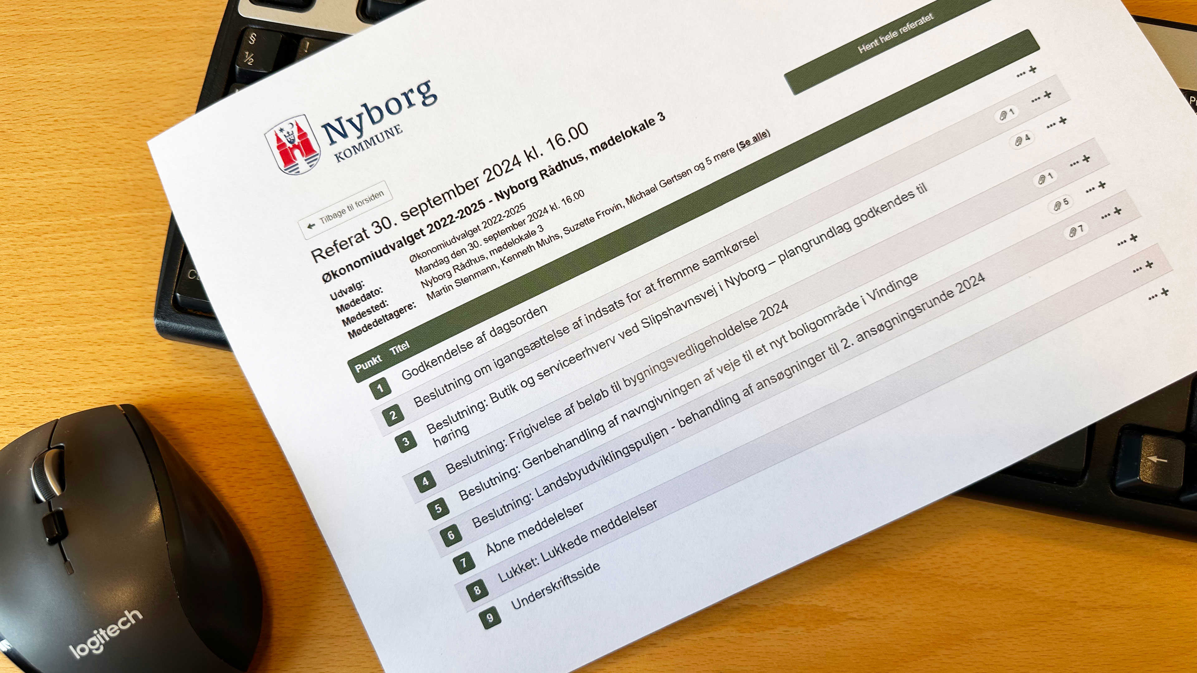 Referat fra Økonomiudvalget i Nyborg Kommune // Foto: Nyborg Kommune