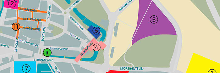 Kort over events og storskærme som logo